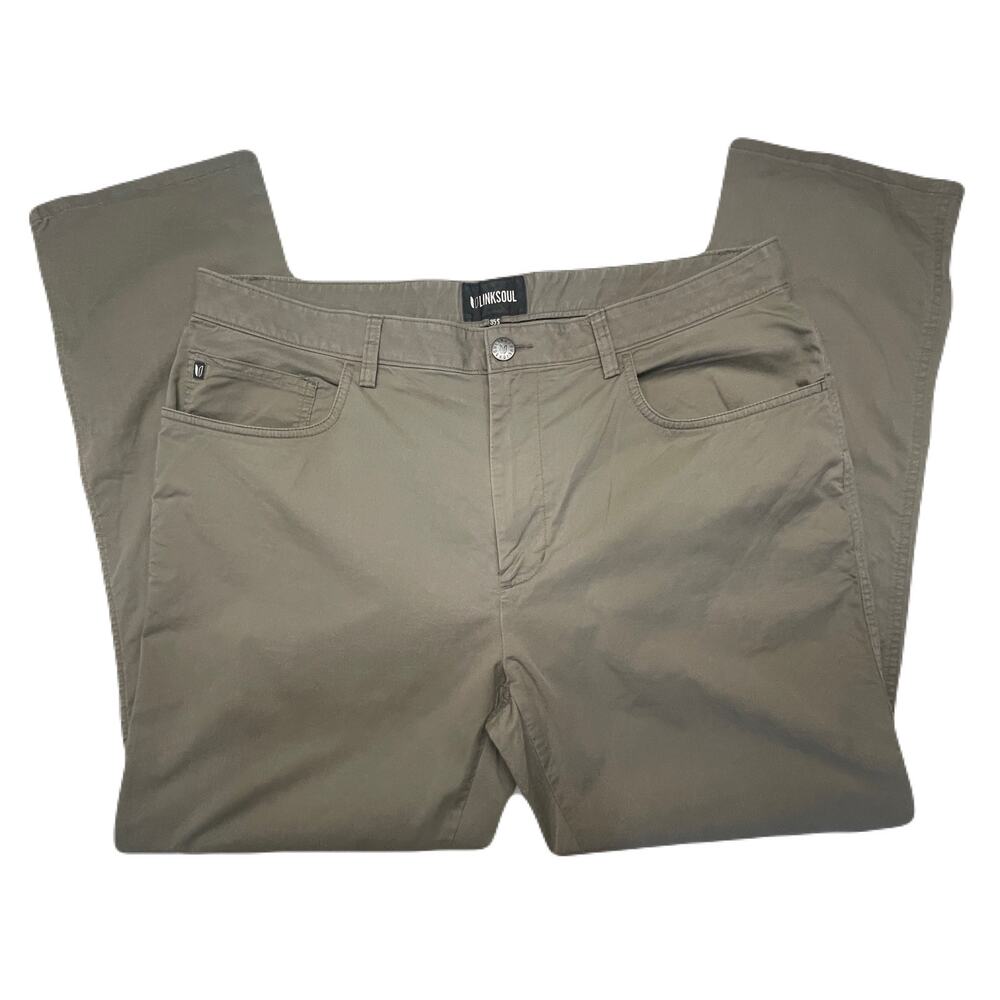 Linksoul Mens Pants Tan 5 pocket Golf Hiking Casual Stretch Performance 35x30